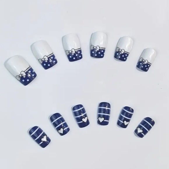 2/$16 Hearts, Bows, Polka-dots, & Stripes Press on Nails - Picture 5 of 12